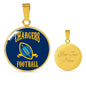 Chargers Football Circle Pendant Football Fan Necklace Stainless Steel or 18k Gold 18-22" - Express Your Love Gifts