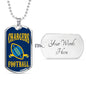 Chargers Football Dog Tag Stainless Steel or 18k Gold 24" Chain - Express Your Love Gifts
