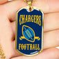 Chargers Football Dog Tag Stainless Steel or 18k Gold 24" Chain - Express Your Love Gifts