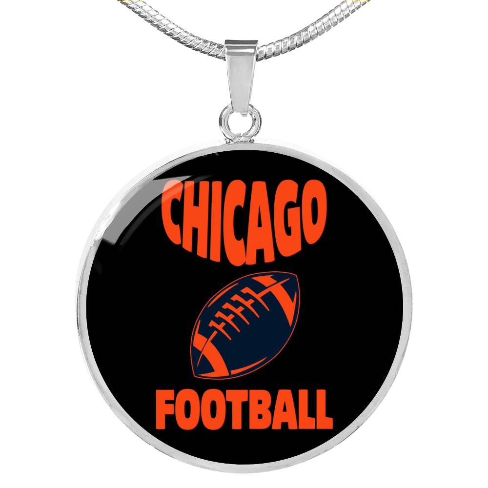 Chicago Circle Pendant Football Fan Necklace Stainless Steel or 18k Gold 18-22" - Express Your Love Gifts