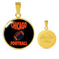 Chicago Circle Pendant Football Fan Necklace Stainless Steel or 18k Gold 18-22" - Express Your Love Gifts