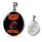 Chicago Circle Pendant Football Fan Necklace Stainless Steel or 18k Gold 18-22" - Express Your Love Gifts