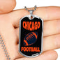 Chicago Fan Necklace Dog Tag Stainless Steel or 18k Gold 24" Chain - Express Your Love Gifts