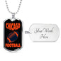 Chicago Fan Necklace Dog Tag Stainless Steel or 18k Gold 24" Chain - Express Your Love Gifts