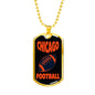 Chicago Fan Necklace Dog Tag Stainless Steel or 18k Gold 24" Chain - Express Your Love Gifts