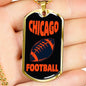 Chicago Fan Necklace Dog Tag Stainless Steel or 18k Gold 24" Chain - Express Your Love Gifts
