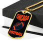 Chicago Fan Necklace Dog Tag Stainless Steel or 18k Gold 24" Chain - Express Your Love Gifts