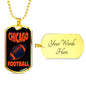 Chicago Fan Necklace Dog Tag Stainless Steel or 18k Gold 24" Chain - Express Your Love Gifts