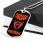 Chicago Football Fan Necklace Dog Tag Stainless Steel or 18k Gold 24" Chain - Express Your Love Gifts