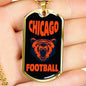 Chicago Football Fan Necklace Dog Tag Stainless Steel or 18k Gold 24" Chain - Express Your Love Gifts