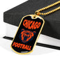 Chicago Football Fan Necklace Dog Tag Stainless Steel or 18k Gold 24" Chain - Express Your Love Gifts