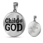 Child Of God Circle Pendant Necklace Stainless Steel or 18k Gold 18-22"-Express Your Love Gifts