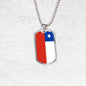 Chile Flag Dog Tag Necklace Chile Flag Stainless Steel or 18k Gold Dog Tag 24" - Express Your Love Gifts