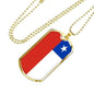 Chile Flag Dog Tag Necklace Chile Flag Stainless Steel or 18k Gold Dog Tag 24" - Express Your Love Gifts