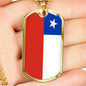 Chile Flag Dog Tag Necklace Chile Flag Stainless Steel or 18k Gold Dog Tag 24" - Express Your Love Gifts