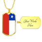Chile Flag Dog Tag Necklace Chile Flag Stainless Steel or 18k Gold Dog Tag 24" - Express Your Love Gifts