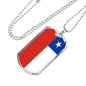 Chile Flag Dog Tag Necklace Chile Flag Stainless Steel or 18k Gold Dog Tag 24" - Express Your Love Gifts