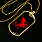 Chinese Red Dragon Necklace Stainless Steel or 18k Gold Dog Tag 24" Chain-Express Your Love Gifts