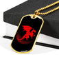 Chinese Red Dragon Necklace Stainless Steel or 18k Gold Dog Tag 24" Chain-Express Your Love Gifts