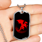 Chinese Red Dragon Necklace Stainless Steel or 18k Gold Dog Tag 24" Chain-Express Your Love Gifts