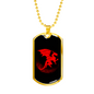 Chinese Red Dragon Necklace Stainless Steel or 18k Gold Dog Tag 24" Chain-Express Your Love Gifts