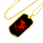 Chinese Red Dragon Necklace Stainless Steel or 18k Gold Dog Tag 24" Chain-Express Your Love Gifts
