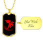 Chinese Red Dragon Necklace Stainless Steel or 18k Gold Dog Tag 24" Chain-Express Your Love Gifts