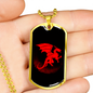 Chinese Red Dragon Necklace Stainless Steel or 18k Gold Dog Tag 24" Chain-Express Your Love Gifts