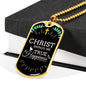 Christ Brings Me True Happiness Necklace Stainless Steel or 18k Gold Dog Tag 24" Chain-Express Your Love Gifts