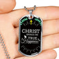 Christ Brings Me True Happiness Necklace Stainless Steel or 18k Gold Dog Tag 24" Chain-Express Your Love Gifts