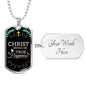 Christ Brings Me True Happiness Necklace Stainless Steel or 18k Gold Dog Tag 24" Chain-Express Your Love Gifts