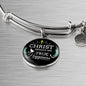 Christ Brings Me True Happiness Stainless Steel or 18k Gold Circle Bangle Bracelet - Express Your Love Gifts
