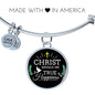 Christ Brings Me True Happiness Stainless Steel or 18k Gold Circle Bangle Bracelet - Express Your Love Gifts