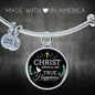 Christ Brings Me True Happiness Stainless Steel or 18k Gold Circle Bangle Bracelet - Express Your Love Gifts