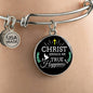 Christ Brings Me True Happiness Stainless Steel or 18k Gold Circle Bangle Bracelet - Express Your Love Gifts