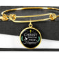 Christ Brings Me True Happiness Stainless Steel or 18k Gold Circle Bangle Bracelet - Express Your Love Gifts