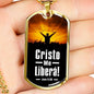 Christ Free Me In Spanish Religious Necklace Juan 8:36 Necklace Stainless Steel or 18k Gold Dog Tag 24" Chain-Express Your Love Gifts