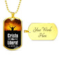 Christ Free Me In Spanish Religious Necklace Juan 8:36 Necklace Stainless Steel or 18k Gold Dog Tag 24" Chain-Express Your Love Gifts