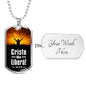 Christ Free Me In Spanish Religious Necklace Juan 8:36 Necklace Stainless Steel or 18k Gold Dog Tag 24" Chain-Express Your Love Gifts