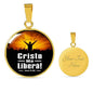 Christ Frees Me Spanish Juan 8:36 Circle Necklace Stainless Steel or 18k Gold 18-22"-Express Your Love Gifts
