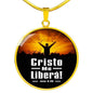 Christ Frees Me Spanish Juan 8:36 Circle Necklace Stainless Steel or 18k Gold 18-22"-Express Your Love Gifts