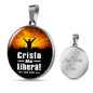 Christ Frees Me Spanish Juan 8:36 Circle Necklace Stainless Steel or 18k Gold 18-22"-Express Your Love Gifts