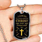Christ Gives Me Strength Philippians Necklace Stainless Steel or 18k Gold Dog Tag 24" Chain-Express Your Love Gifts