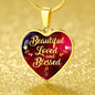 Christian Gift Beautiful Loved & Blessed Heart Pendant 18k Gold 1"22" Stainless Steel-Express Your Love Gifts