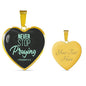 Christian Gift Never Stop Praying Circle Pendant Necklace Stainless Steel or 18k Gold 18-22" - Express Your Love Gifts