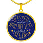 Christian Necklace Circle Pendant Stainless Steel or 18k Gold 18-22" - Express Your Love Gifts