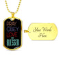 Christian Pray Obey Love Be Blessed Necklace Stainless Steel or 18k Gold Dog Tag 24" Chain - Express Your Love Gifts
