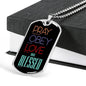Christian Pray Obey Love Be Blessed Necklace Stainless Steel or 18k Gold Dog Tag 24" Chain - Express Your Love Gifts