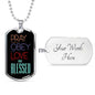 Christian Pray Obey Love Be Blessed Necklace Stainless Steel or 18k Gold Dog Tag 24" Chain - Express Your Love Gifts