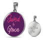 Christian Saved By Grace Circle Necklace Stainless Steel or 18k Gold 18-22" - Express Your Love Gifts